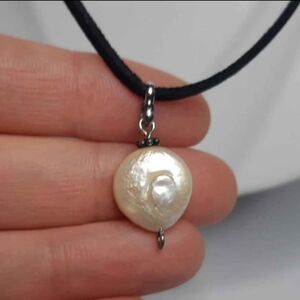 Genuine White Coin Pearl Necklace
